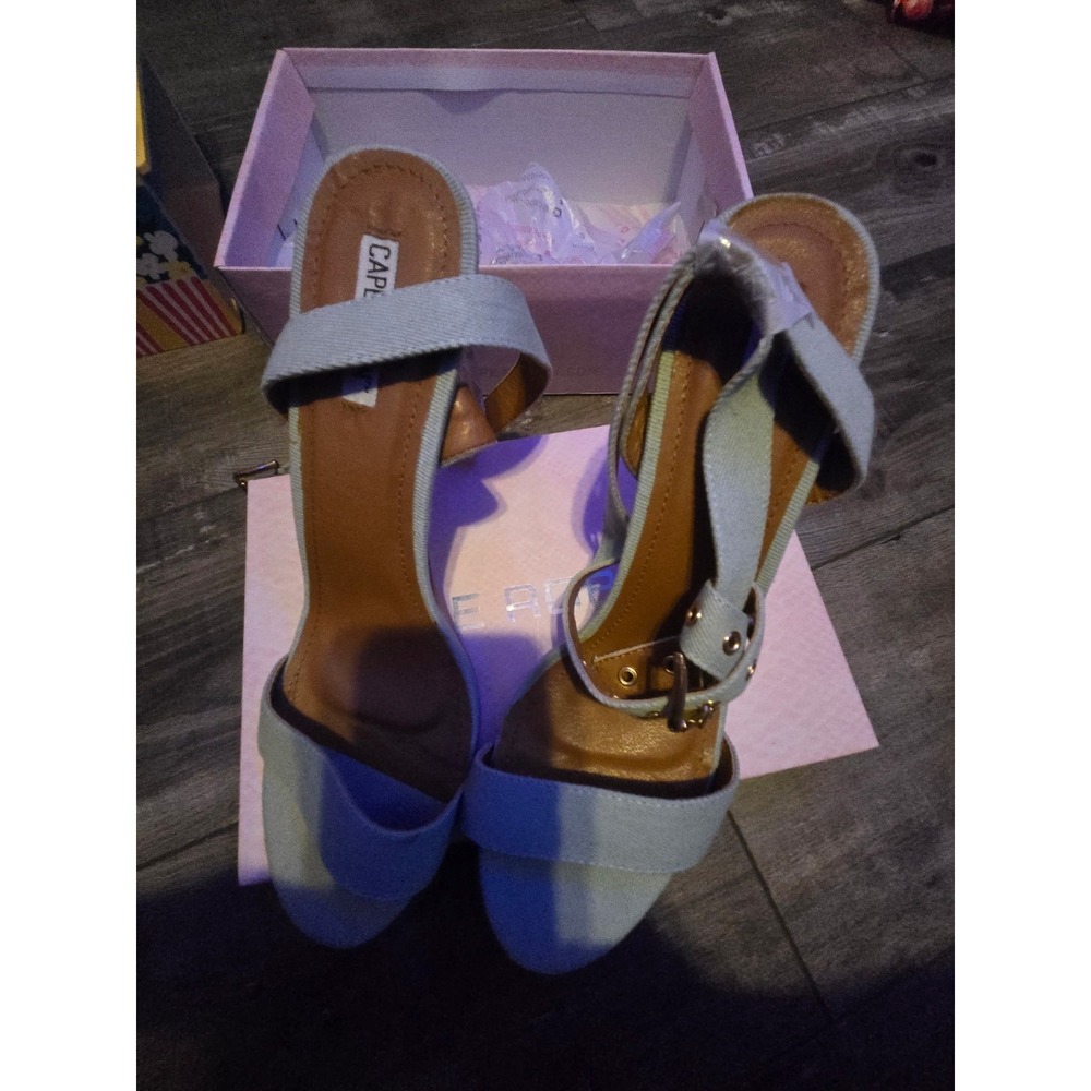 NEW IN BOX Cape Robbin‎ Women's Maria 3 Denim Clear Heels Shoe Sz 11 - Picture 3 of 5